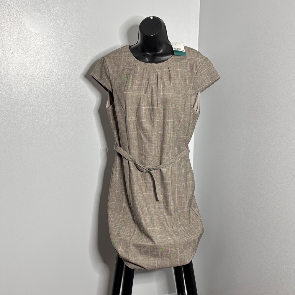 H&M Beige Plaid Mini Dress